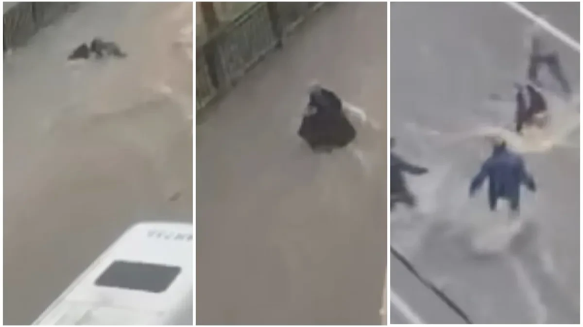 Bujica nosila ženu ulicom! Dramatičan snimak iz Istanbula, prolaznici hitno reagovali! (VIDEO)