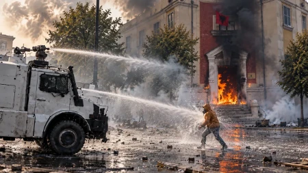 Haos u Albaniji, demonstranti zapalili ministarstvo! Dramatičan snimak obišao svet, policija uzvratila suzavcem i gumenim mecima! (VIDEO)