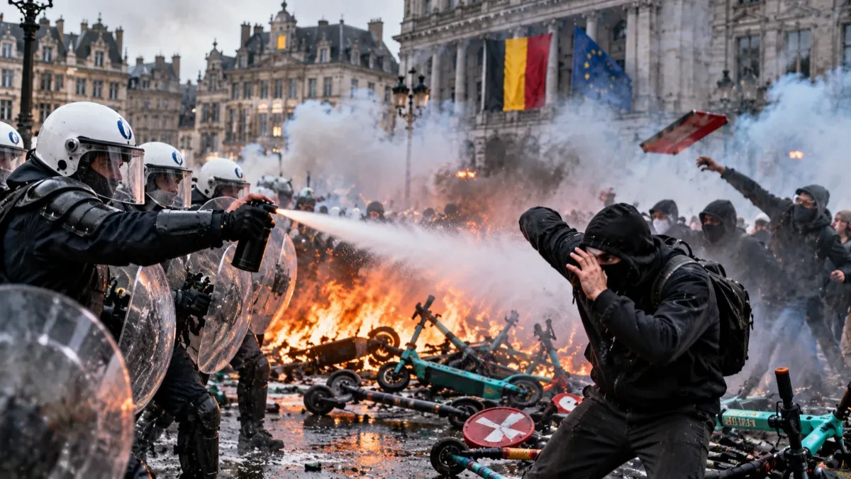 I Belgija gori od nezadovoljstva! Demonstranti pokušali da zapale ulicu, policija ih zasula suzavcem: Privedeno devet osoba! (FOTO)