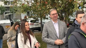 Mirno i dostojanstveno: Aleksandar Vučić strpljivo čeka u redu na Novom Beogradu da glasa