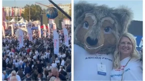 Pogledajte moćnu scenu u Beogradu, nepregledna reka ljudi ide ka Areni: Posebna atrakcija je maskota Vučko, svi prilaze da se slikaju