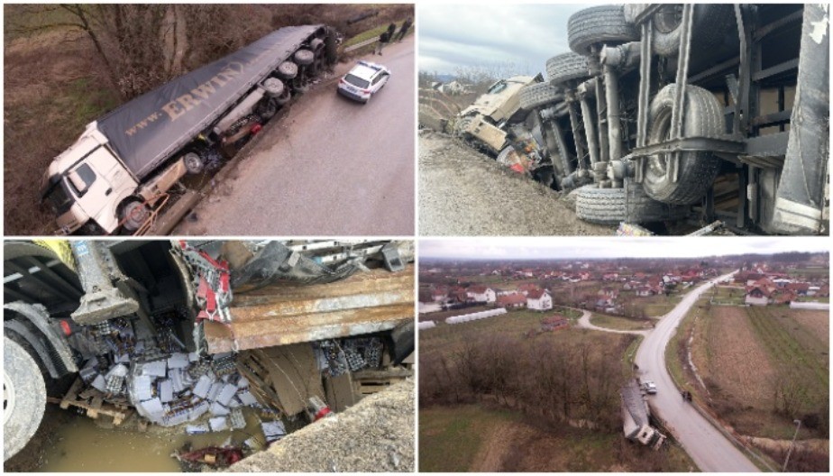 ŠLEPEROM PROBIO BANKINU I SLETEO U POTOK! Saobraćajna nezgoda na starom putu Čačak - Kraljevo, jeziva scena