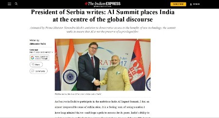 CEO SVET POŠTUJE SRBIJU Tekst predsednika Vučića glavna vest u Indiji!