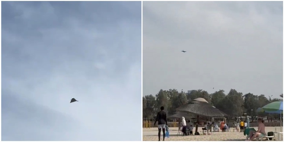 NEVEROVATAN PRIZOR SA PLAŽE U DUBAIJU: Ljudi se sunčaju i kupaju, a iznad njih F-16 puca na iranski dron! (VIDEO)