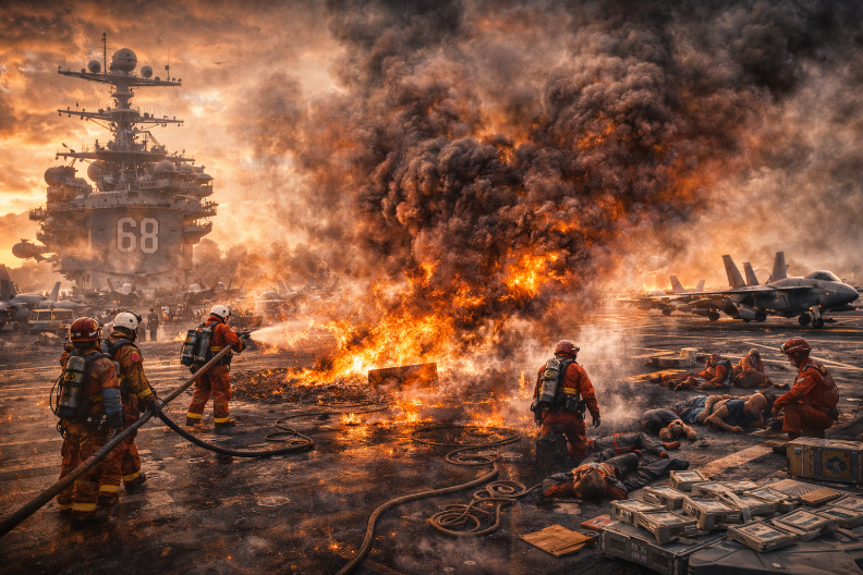 GORI AMERIČKI NOSAČ AVIONA Ima povređenih