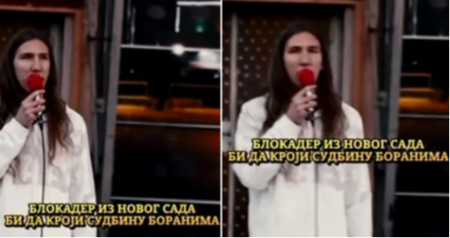 BRUKA BLOKADERA U BORU Student iz Novog Sada drži govor o "našem mestu"