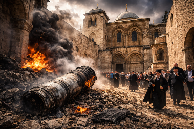 HOROR KOD HRAMA VASKRSENJA! Fragmenti rakete pali tik uz najveću hrišćansku svetinju
