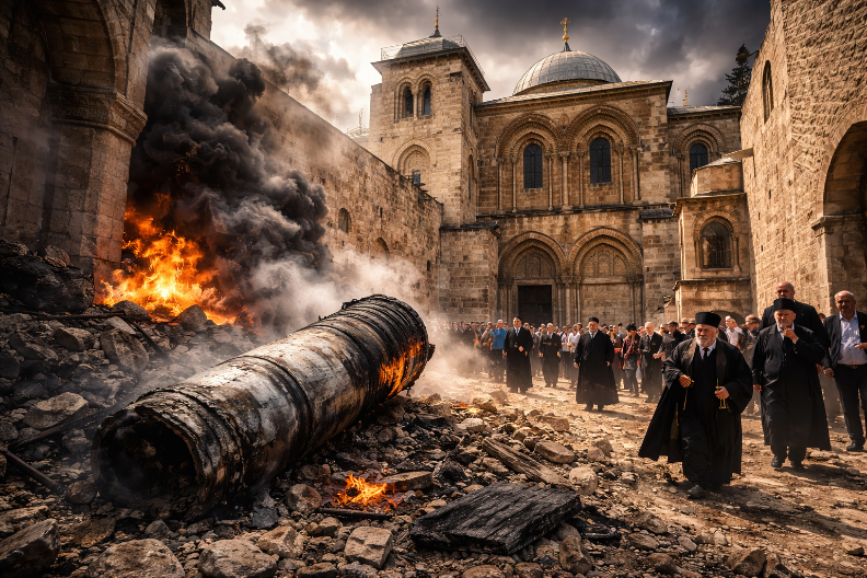 HOROR KOD HRAMA VASKRSENJA! Fragmenti rakete pali tik uz najveću hrišćansku svetinju