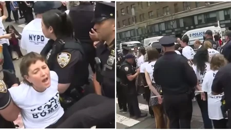 POLICAJCI BUKVALNO ODNOSILI LJUDE SA PROTESTA, POSTROJILI IH U KOLONU SA LISICAMA U Njujorku privedeno 90 ljudi (VIDEO)