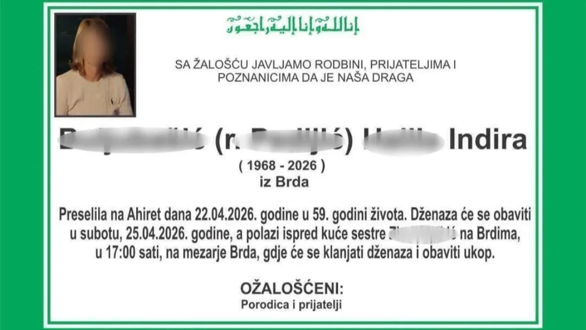 "PAMTIĆEMO INDIRU PO DOBROTI I LJUDSKOSTI!" Rođaci i prijatelji se opraštaju od žrtve pomahnitalog muža iz Srebrenika  