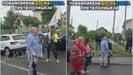 Srđan Milivojević pretio policiji! Povampireni DOSmanlija sa megafonom opet glumio budalu 