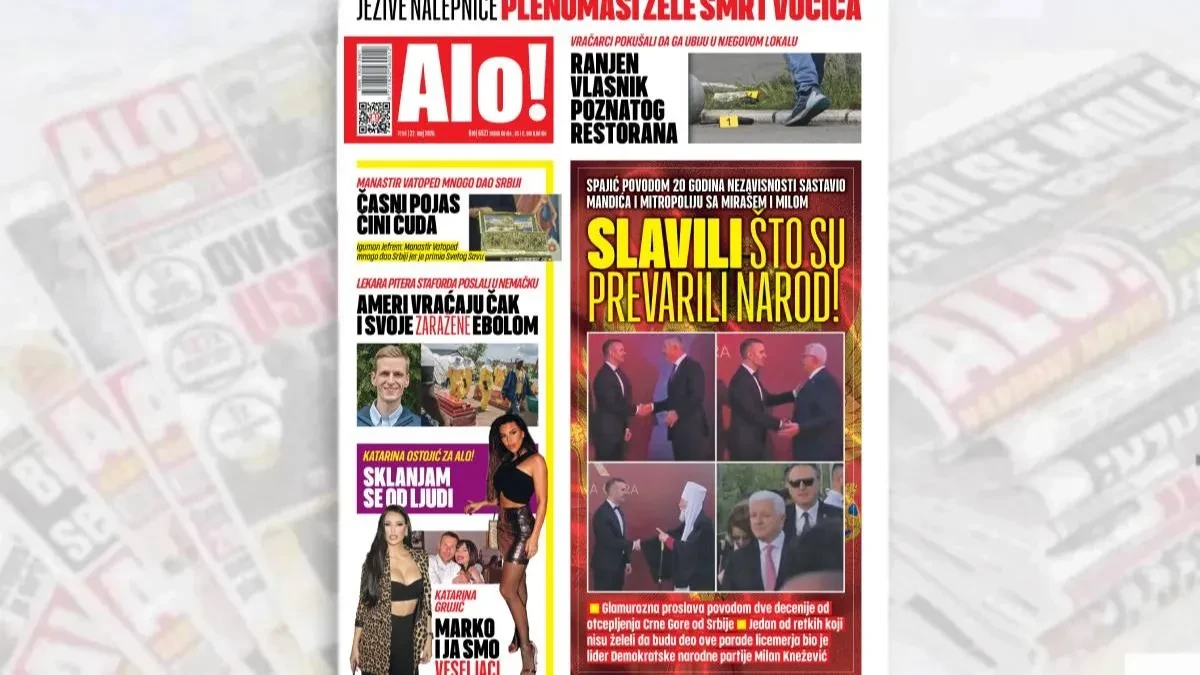 SPAJIĆ POVODOM 20 GODINA NEZAVISNOSTI SASTAVIO MANDIĆA I MITROPOLIJU SA MILOM I MIRAŠEM Slavili što su prevarili narod!