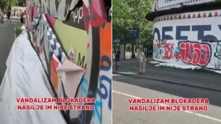 Divljanje blokadera bez granica: Kao hijene nasrnuli na transparent "Srbija pobeđuje"