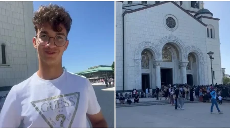 "Čekali smo više od 8 sati, vredelo je" Mladić iz Brčkog sa porodicom došao da se pokloni Pojasu Presvete Bogorodice (VIDEO)