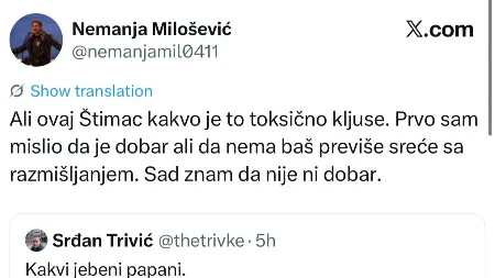 Blokader brani pljuvačicu po SPC, pa napao i Štimca: On je toksično kljuse