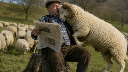 Vic dana: Mujo čuvao stado ovaca na livadi, pa poneo novine da čita..