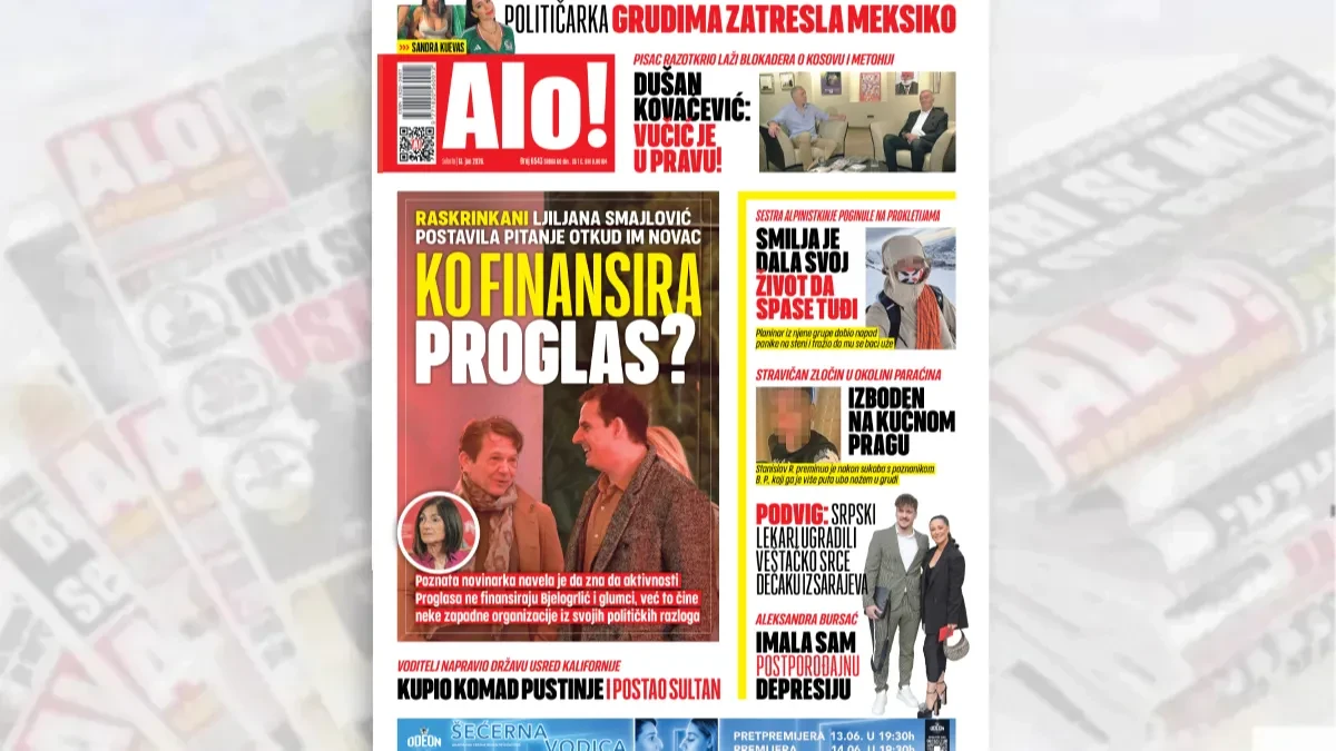 Ko finansira Proglas? Ljiljana Smajlović postavila pitanje otkud im novac