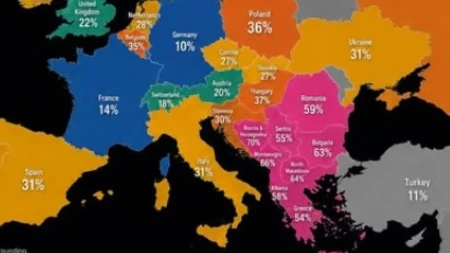 Preko Srbije piše 55% i svi se pitaju šta to znači: Nova karta Evrope izazvala žestoku raspravu na mrežama