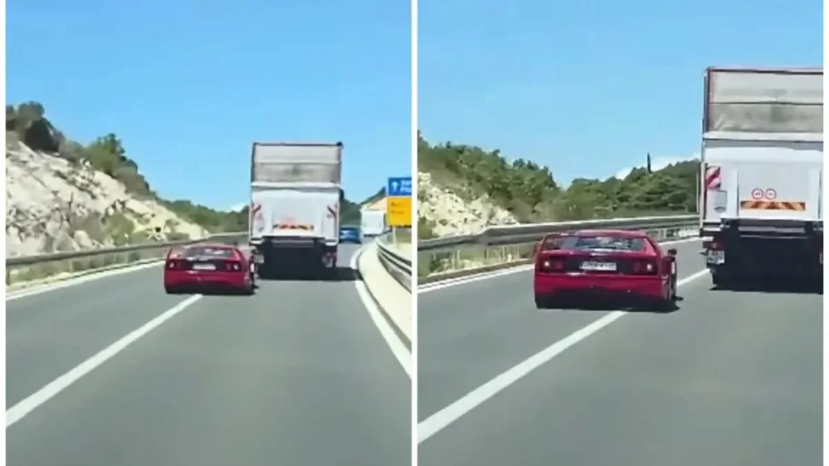 Gledajte kamikazu na Magistrali! Ferarijem pretiče preko pune linije, snimak ledi krv u žilama