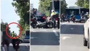 Blokader motorom izazvao haos u Novom Sadu: Dramatičan udes na prometnoj raskrsnici, snimak zapalio mreže