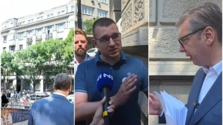 Vučić izašao pred demonstrante: Deo me je dočekao zvižducima, a ja sam bio srećan što sam mogao da razgovaram sa njima
