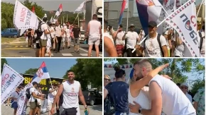 Dočekani kao heroji! Kolona mladih iz Novog Sada stigla u Karlovce, cilj - Beograd i veliki skup