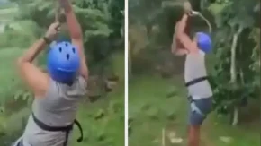 Snimak nije za one sa slabim srcem: Visio je na 12 metara visine, a onda je popustio mehanizam (Video)