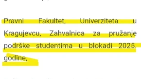 Paunović tvrdi da je dobila Zahvalnicu Pravnog u Kragujevcu, fakultet tvrdi da je sve laž!