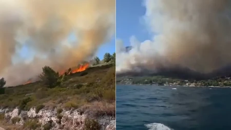 Požar na Hvaru: Bura rasplamsava vatru, vatrogasci brane stambene objekte