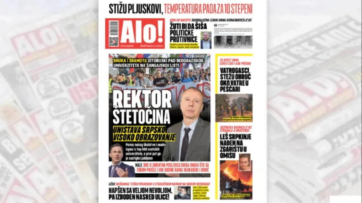 Rektor štetočina! Istorijski pad Beogradskog univerziteta na Šangajskoj listi