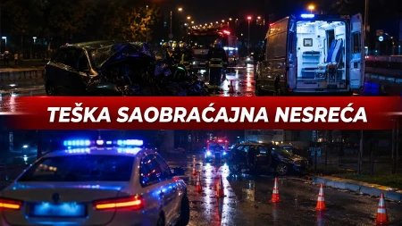 Staklo i delovi automobila rasuti po putu: Teška saobraćajna nesreća u Novom Sadu