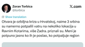 Blokader potpaljuje antisrpsku propagandu! Torbica upire prstom u Srbiju i Srbe nakon hapšenja zbog požara u Hrvatskoj
