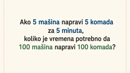 Mozgalica zaludela internet: Ako 5 mašina napravi 5 komada za 5 minuta, znate li koliko treba 100 mašina?