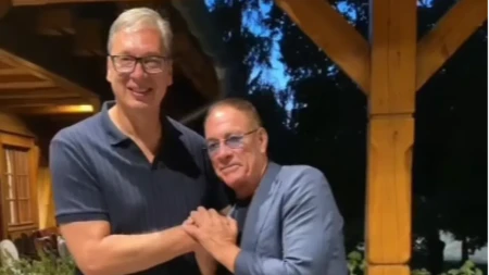 "Oborio sam ga, ali ništa od snimka" Žan Klod Van Dam sa predsednikom Srbije (VIDEO)