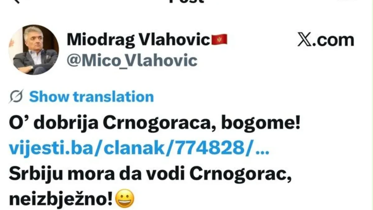 Najveći mrzitelj Srbije podržao Srdanovića: Srbiju mora da vodi Crnogorac!