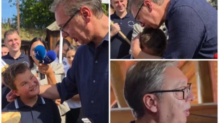Vučić sreo dečaka u Velikoj Plani, zagrlio ga i poljubio: Srce lepo, mnogo te volim (VIDEO)