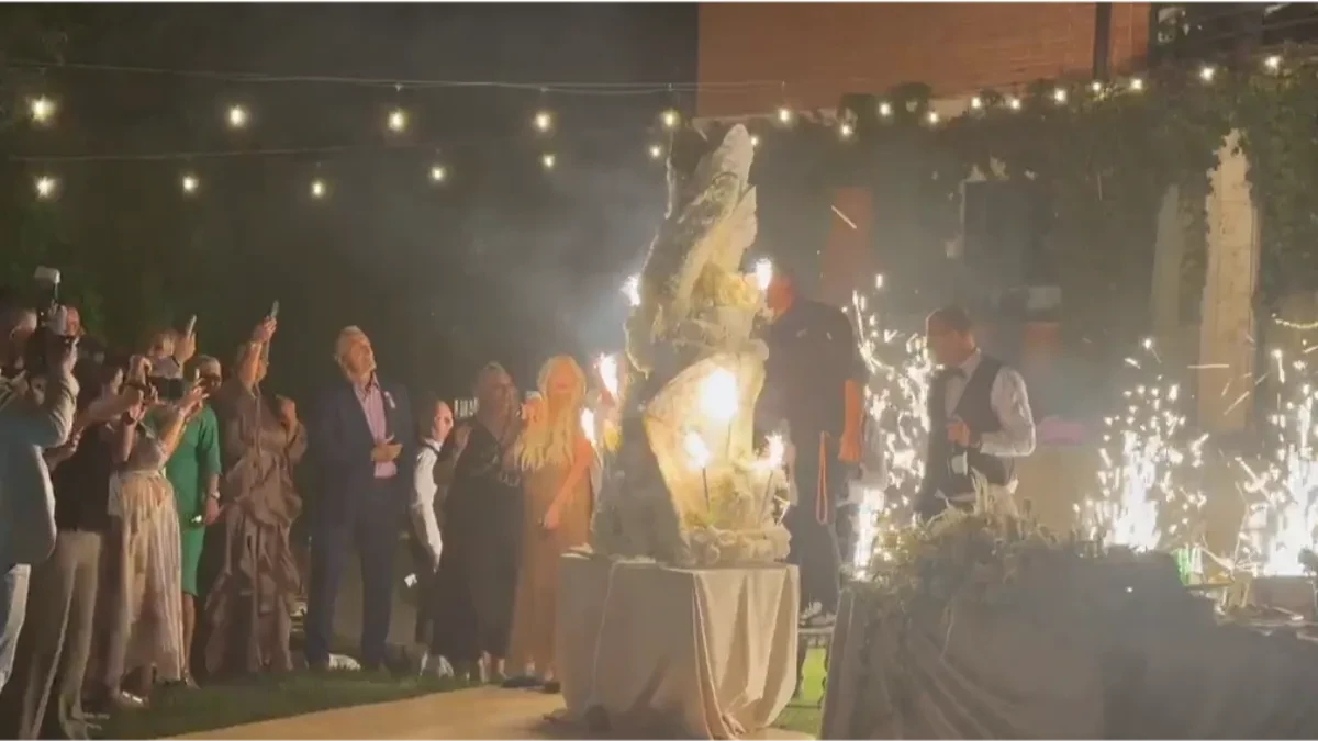 Dea Đurđević i muž sekli tortu uz "Marširala kralja Petra garda": Rusvaj na venčanju voditeljke, vatromet prštao na sve strane (VIDEO)
