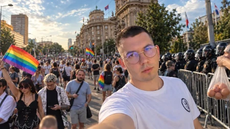 „Sve maske su pale“: Posle haosa u Nišu, glavni blokader stigao na Prajd u Beograd (FOTO)