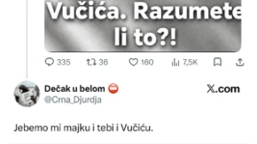 Užas! Jeziva uvreda blokadera: J***o ti majku i tebi i Vučiću!